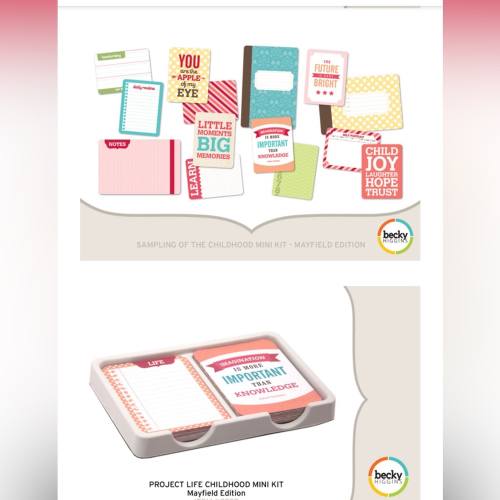 Project Life Childhood Mini Kit Mayfield Edition Scrapbooking Cards